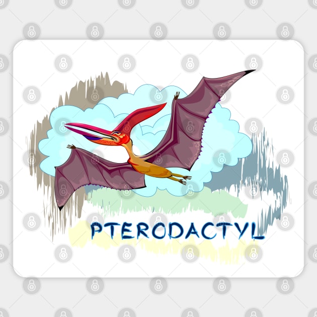 Illustration of flying pterodactyl Magnet by Artist Natalja Cernecka